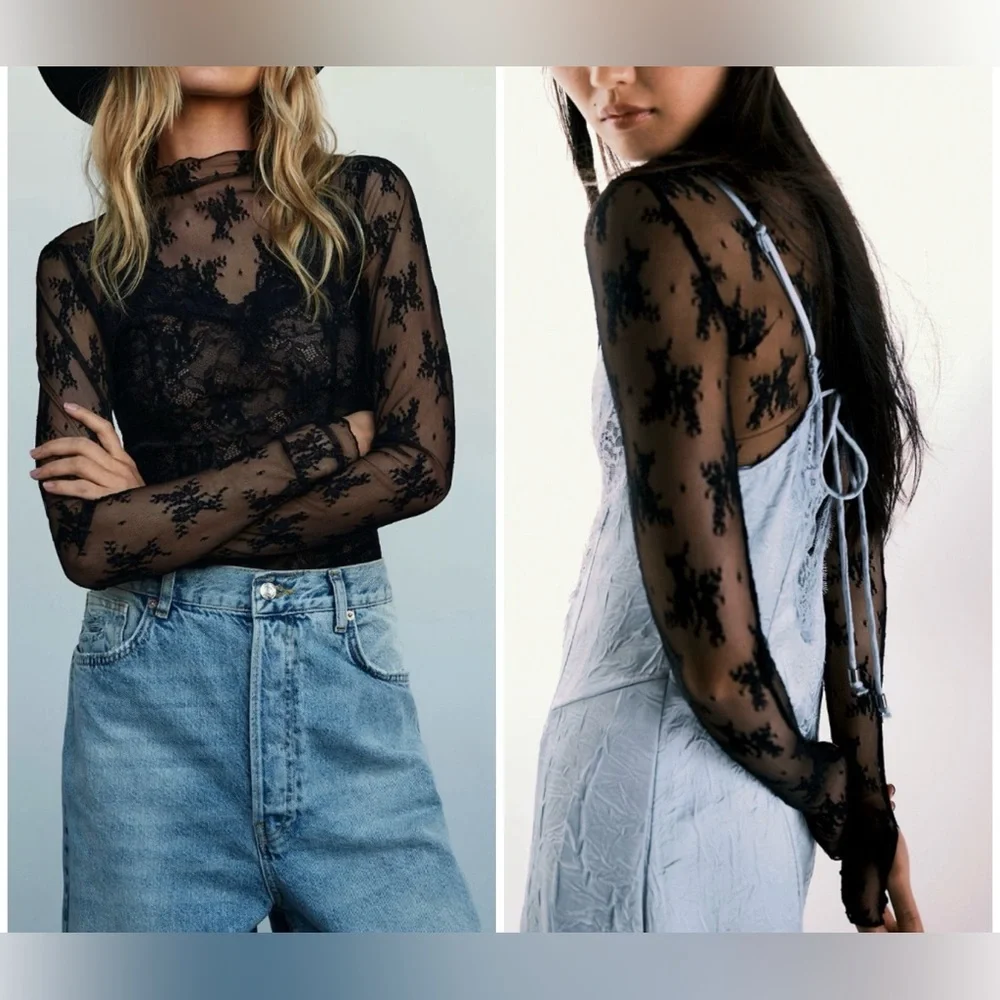 NWT Free People Intimately Lady Lux Layering Top - black - small